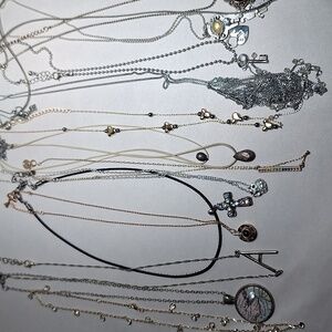 14 Necklaces Including Disney Owl Key London Flower Tassel